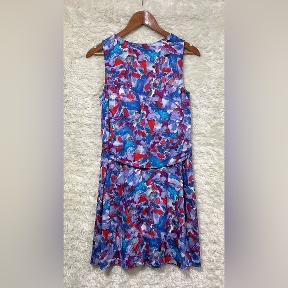 Theory Harida Perplexing Print Silk Watercolor Sleeveless Dress - Picture 3 of 11